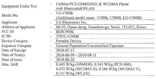 Windows Phone 7 powered LG C900 pops it head up over at the FCC