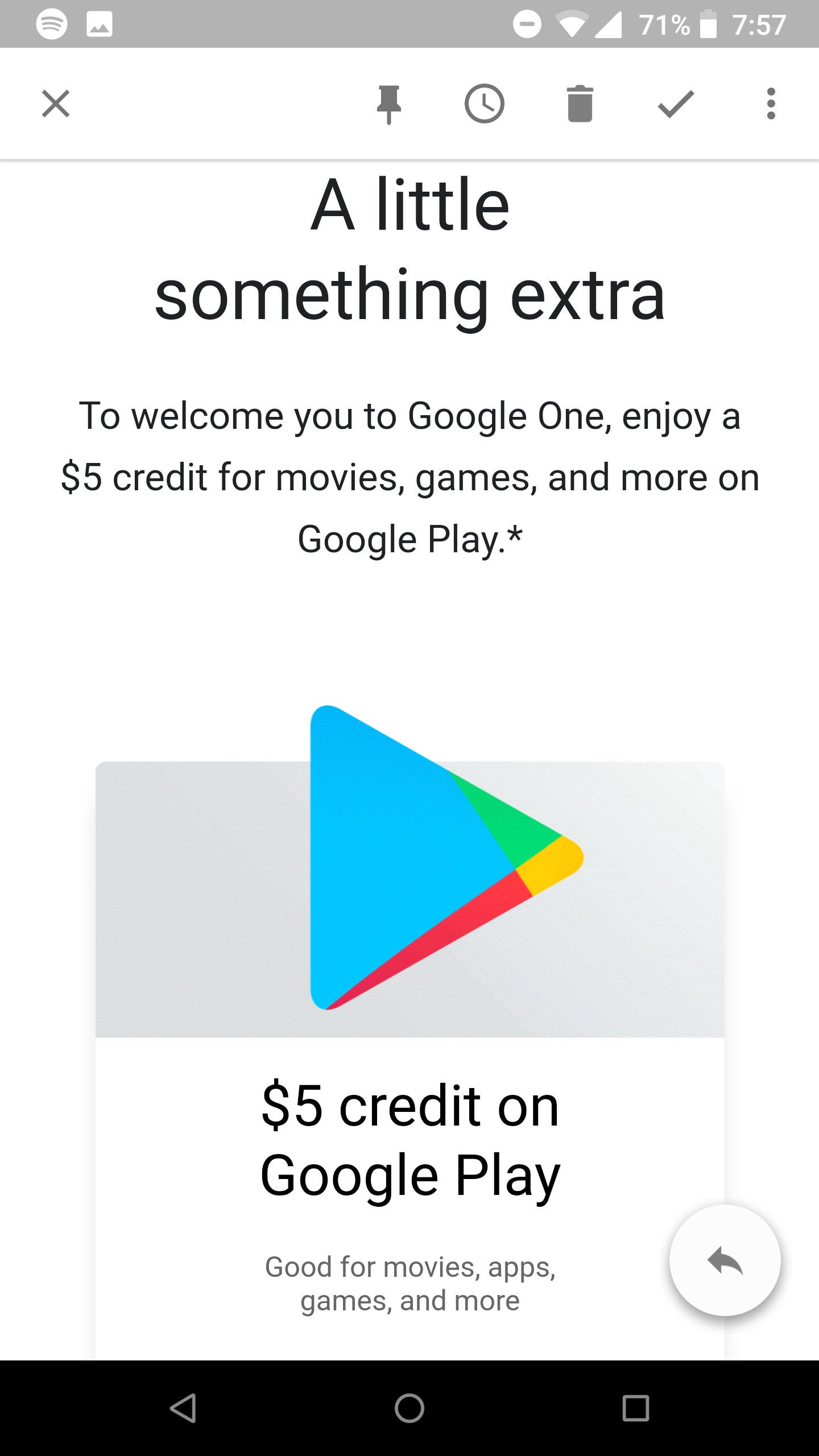 Google One customers start receiving $5 credit on Play Store