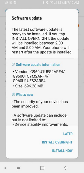 The first update in three months for the U.S. unlocked Galaxy S9 is rolling out now - U.S. version of unlocked Samsung Galaxy S9 receives June Android security update and bug fixes