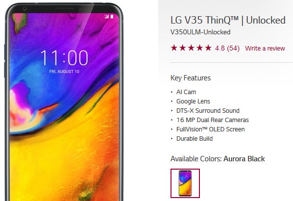 Unlocked LG V35 ThinQ to be released soon (with Verizon, T-Mobile, and Sprint compatibility)