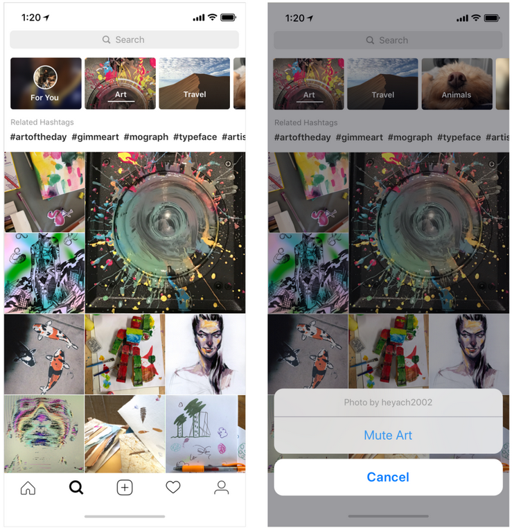 Topic channels are now found in Explore, and any one you don't want can be muted - Instagram update rolls out today with video chat, Explore topic channels and more
