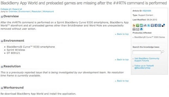 RIM pulls article leaking info about a Sprint version of the upcoming Curve 3 9330