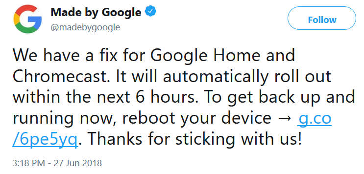 After being down most of the day, some Google Home smart speakers are working again (UPDATE)