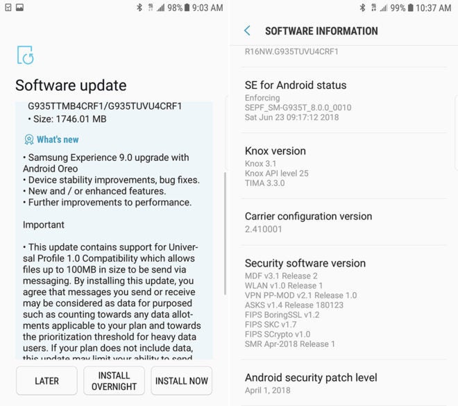 T-Mobile Samsung Galaxy S7 and S7 edge finally updated to Android 8 Oreo