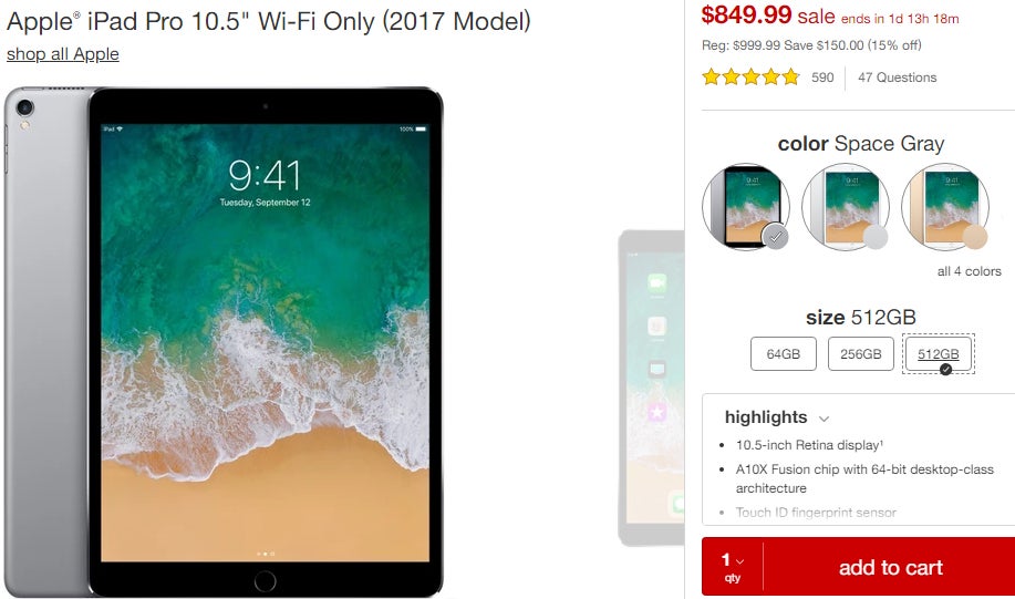Deal: Save $130 on the Apple iPad Pro 10.5 512GB (limited time offer)