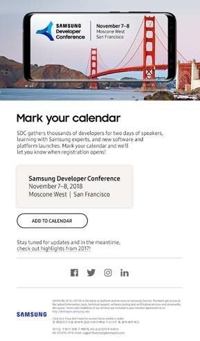 Samsung sets the date for its 2018 Developer Conference
