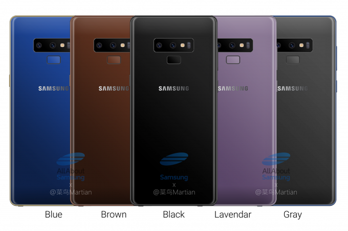 Allegedly, these are all the colors the Note 9 will come in - Alleged Galaxy Note 9 official picture leaves little to the imagination