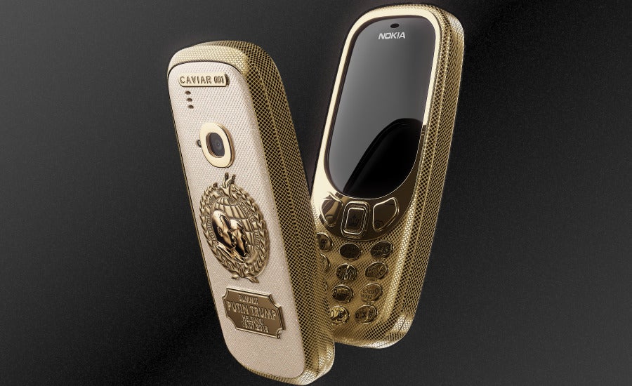 Cool or not? You decide - Garish Nokia 3310 made of titanium and 24K gold commemorates the historical Trump-Putin summit