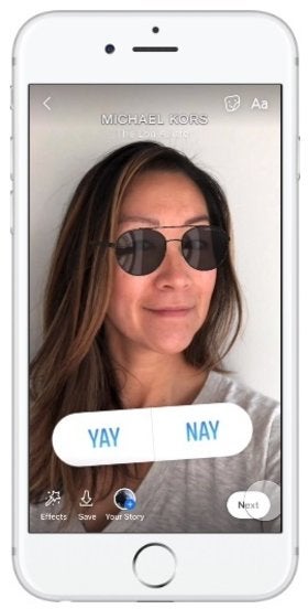 The sharing function lets you put Yes/No options for your friends to vote - Facebook uses augmented reality to make you part of its ads