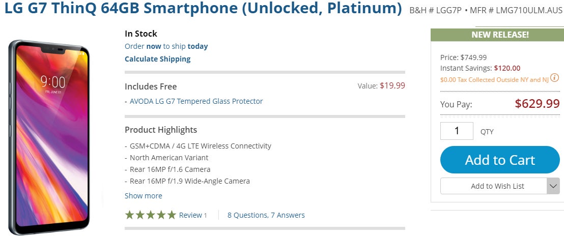 Deal: Unlocked LG G7 ThinQ is already $120 cheaper