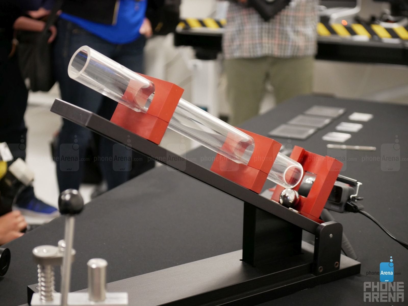 One of the many apparatuses used at Corning's testing facility to gather data about glass. - Corning's Technology Center tour: where glass innovations are born