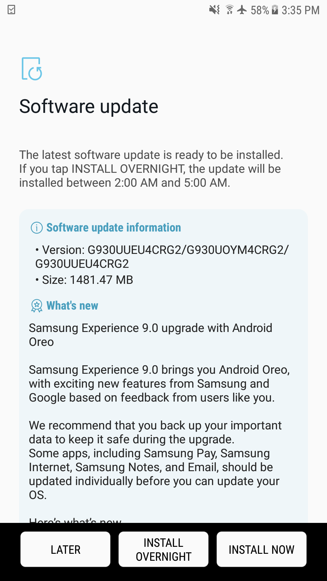 U.S. unlocked Galaxy S7 and S7 edge receiving Android 8.0 Oreo update