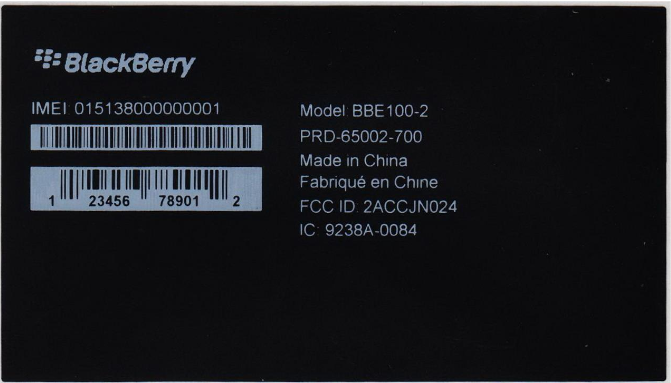 Image found in FCC's documentation for the BBE100-2 - Rumored BlackBerry KEY2 Lite (BBE100-2) is now FCC certified sporting a 2900mAh battery inside