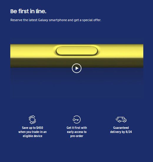 Starting today you can reserve the right to order the Samsung Galaxy Note 9 - Reserve your Samsung Galaxy Note 9 today from Samsung without putting up any money
