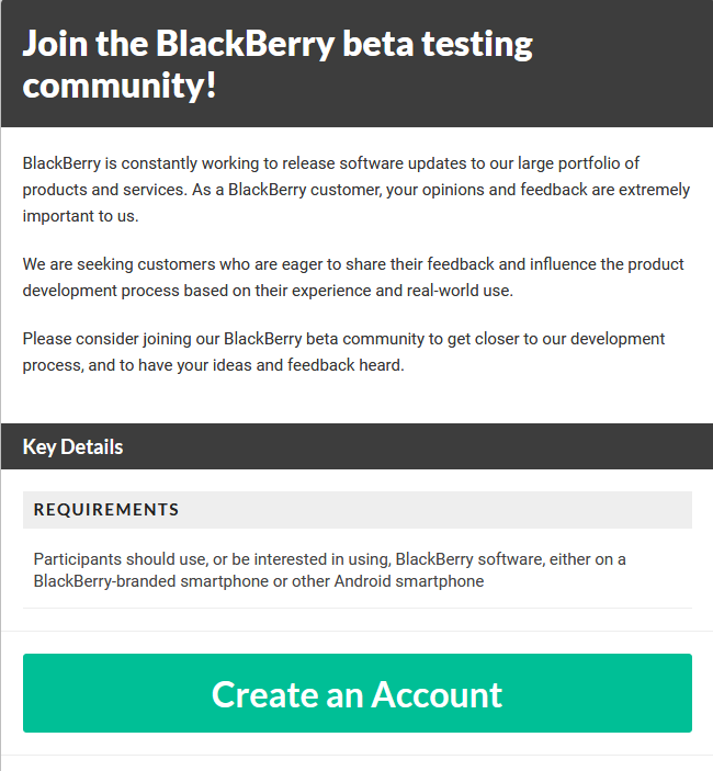 Join the BlackBerry beta testing community and provide valuable feedback to the company - Sign up now to join the BlackBerry beta testing app community