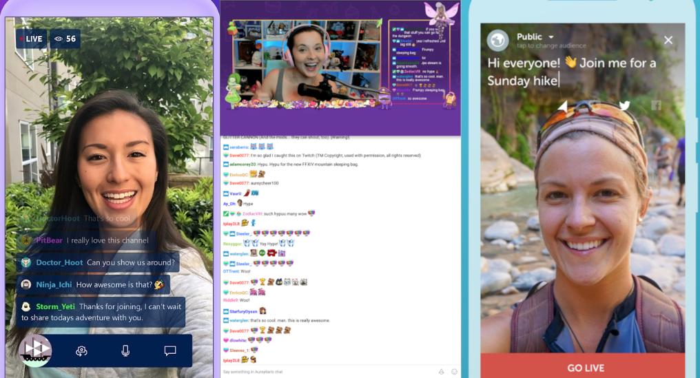From left to right - Mixer, Twitch, Periscope - Interested in streaming? Start broadcasting from your phone with this three-step guide