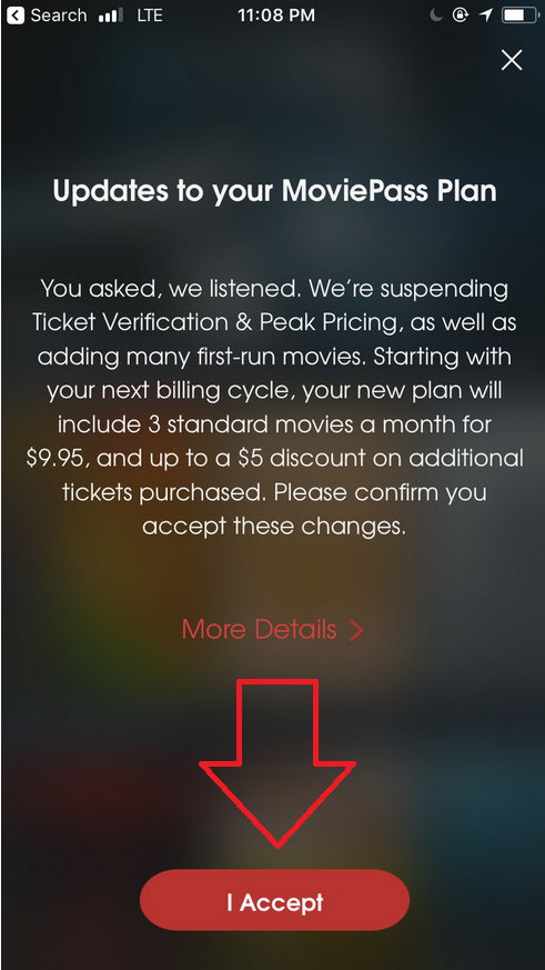 While not clearly stated, tapping on I Accept will reactivate a cancelled MoviePass account - MoviePass allegedly reactivates some cancelled subscriptions without clear consent