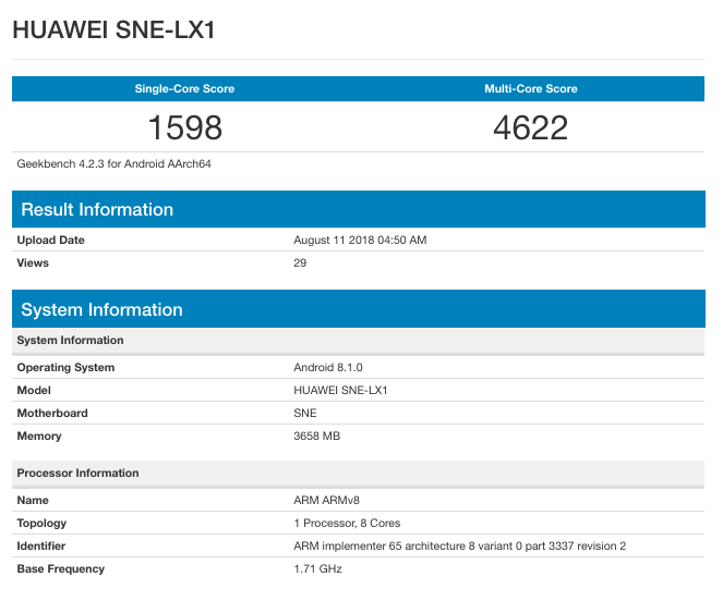Huawei Mate 20 Lite benchmark confirms processor and 4GB of RAM variant
