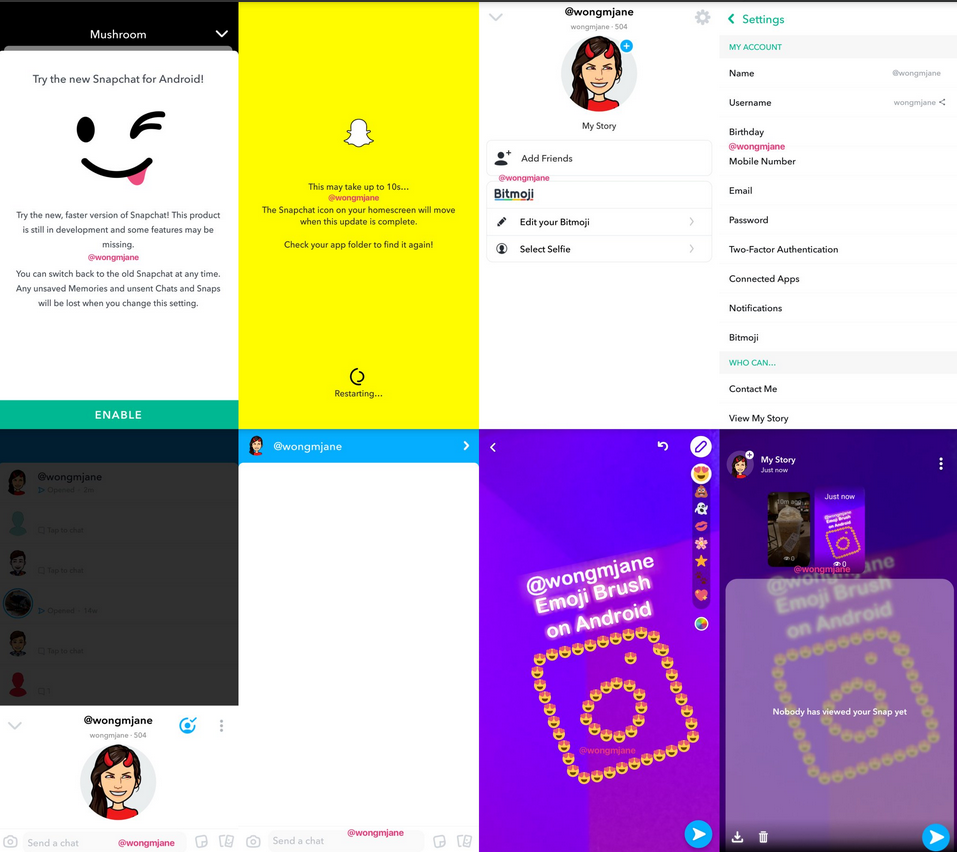 Screenshots from the upcoming new version of Snapchat for Android - Faster, cleaner Snapchat for Android is on the way (VIDEO)