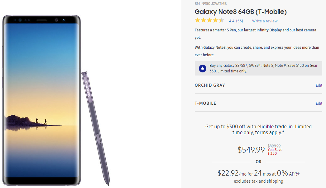 The best Note 8 deal comes courtesy of T-Mobile and Samsung