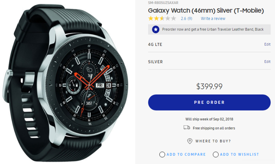 T-Mobile Samsung Galaxy Watch (with LTE) now available for pre-order