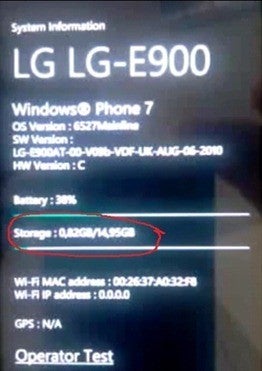 LG E900 with WP7 heading to Vodafone with 16GB memory onboard