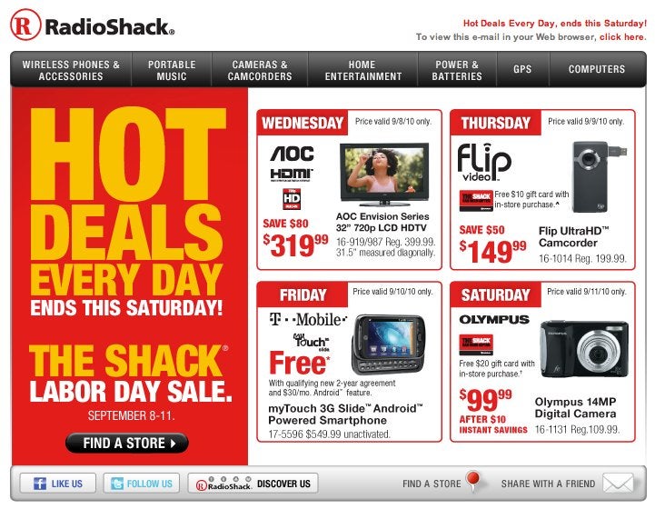 RadioShack is giving away the T-Mobile myTouch 3G Slide for free today only
