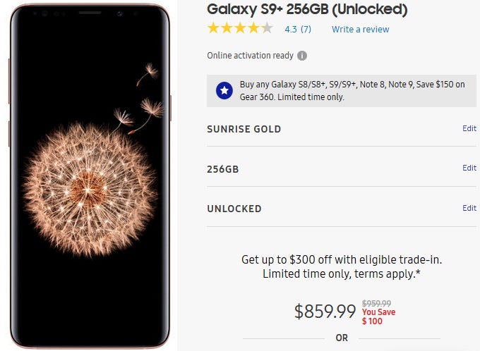 All unlocked Galaxy S9 phones (including 128 GB and 256 GB models) are $100 off at Samsung