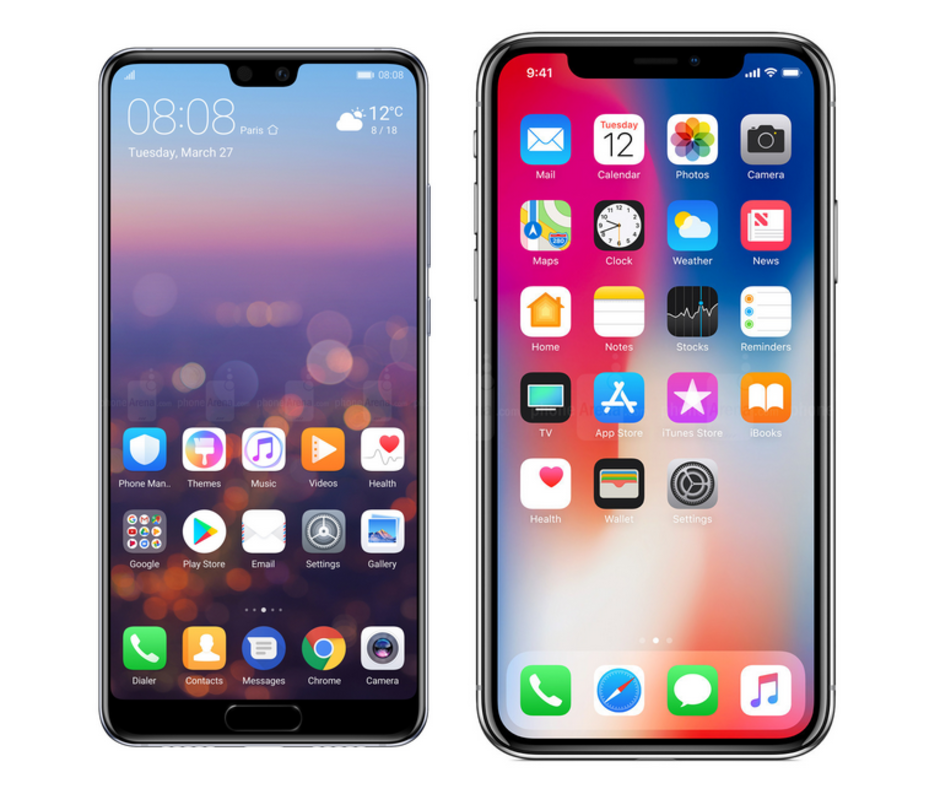 While the Huawei P20 has a smaller notch than the Apple iPhone X, it also sports a chin which the iPhone doesn't have - Huawei compares the notch on the P20 to the one on the Apple iPhone X and says smaller is better