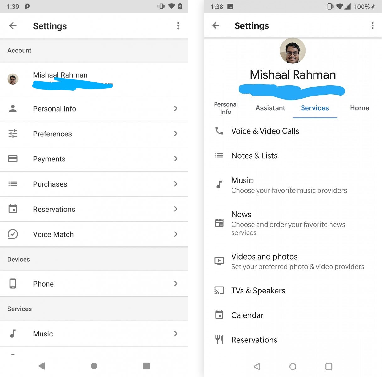 Old design on the left, new design on the right - The Google App is getting a more streamlined interface