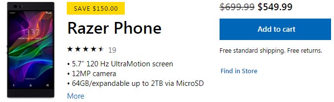 Razer Phone price drops to $549 at Microsoft and Amazon