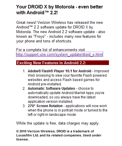 DROID DOES web site appears to predict Froyo upgrade for DROID X