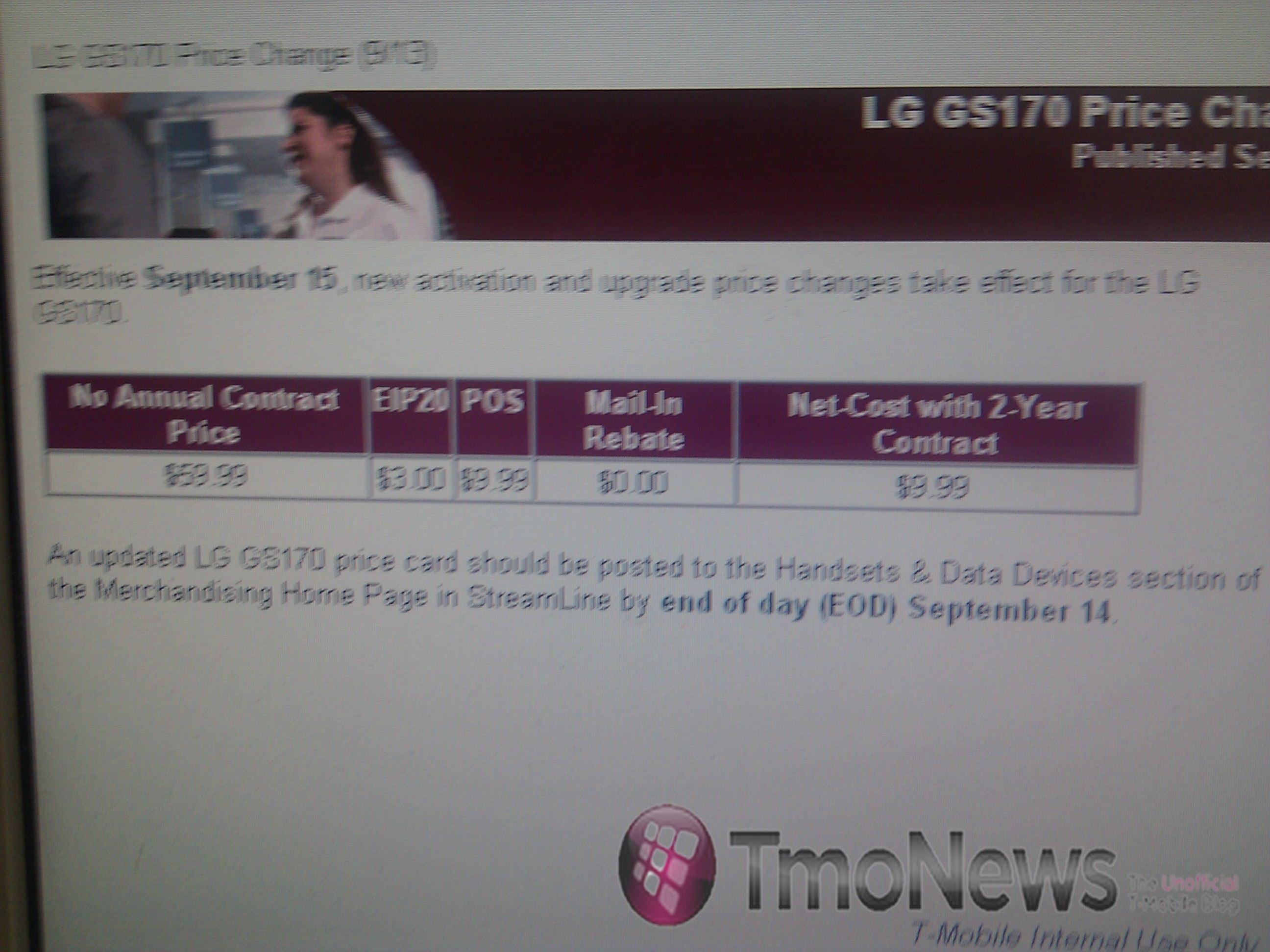 LG GS170 for T-Mobile is getting an unusual price increase?