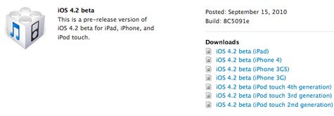 First beta of Apple&#039;s iOS 4.2 released