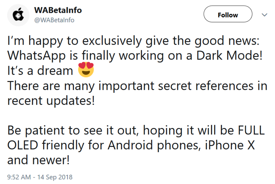 Dark Mode is reportedly coming to WhatsApp - Dark Mode coming soon to WhatsApp?