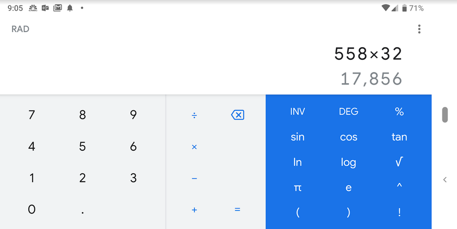 Updated Google Calculator in Landscape orientation - Google Calculator app gets the Material Design treatment