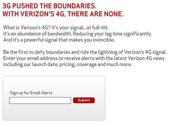 LTE teaser web site is launched by Verizon &amp; touts its bandwidth