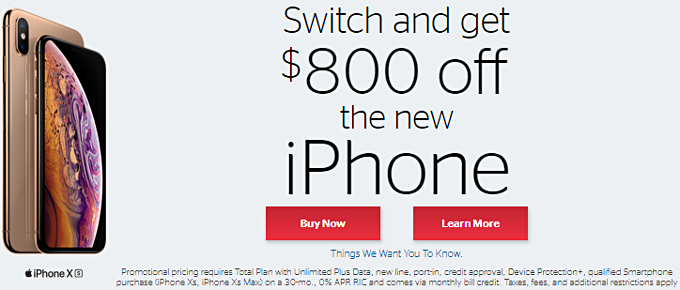 Save $800 on the iPhone XS or XS Max at U.S. Cellular (port-in required)