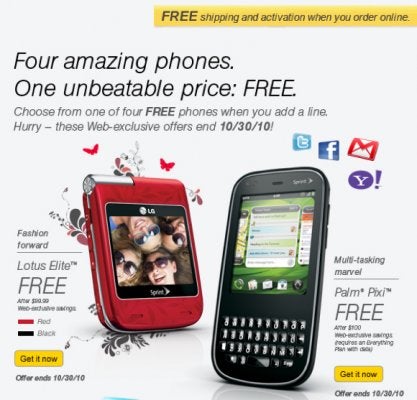 Sprint sets the Palm Pixi at the instant price of free - no mail-in-rebate required