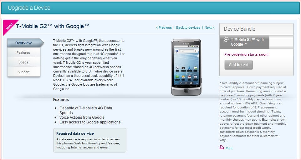 T-Mobile will soon begin to accept pre-orders for the G2