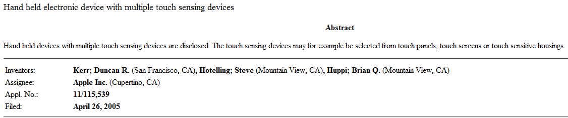Apple receives patent for handheld system that remembers your hand
