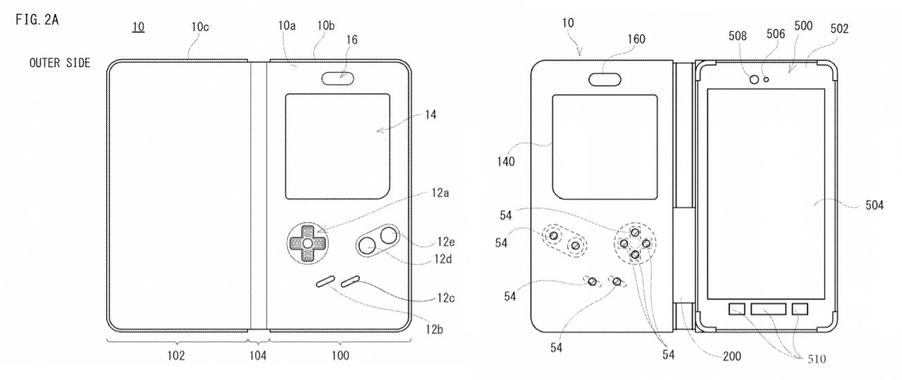 Images from Nintendo's patent filing - Nintendo may be working on a case that turns your smartphone into a Game Boy