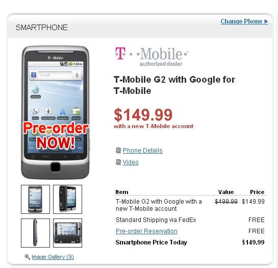 Wirefly opens up pre-orders for its $149.99 on-contract T-Mobile G2