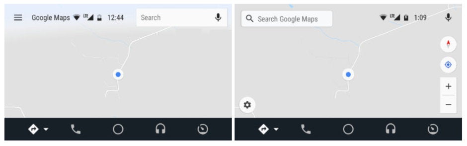 Left - old version. Right - new version - Google Maps gets a major redesign on Android Auto