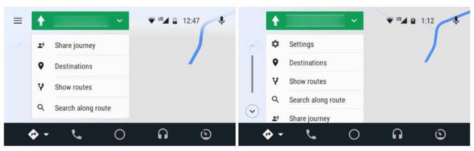 Left - old version. Right - new version - Google Maps gets a major redesign on Android Auto