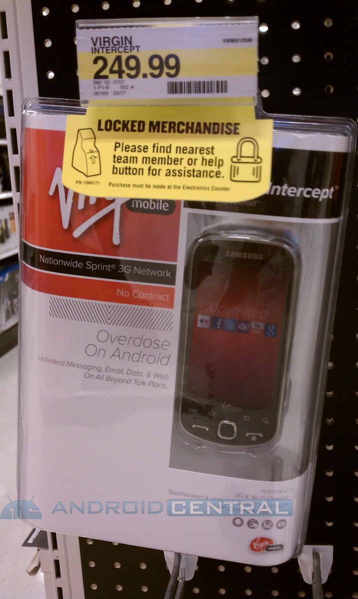 Samsung Intercept units for Virgin Mobile are beginning to pop up at Target stores