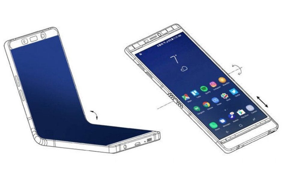 The Samsung Galaxy F could resemble this image from a Samsung patent filing - Huawei CEO Richard Yu confirms foldable 5G phone for 2019