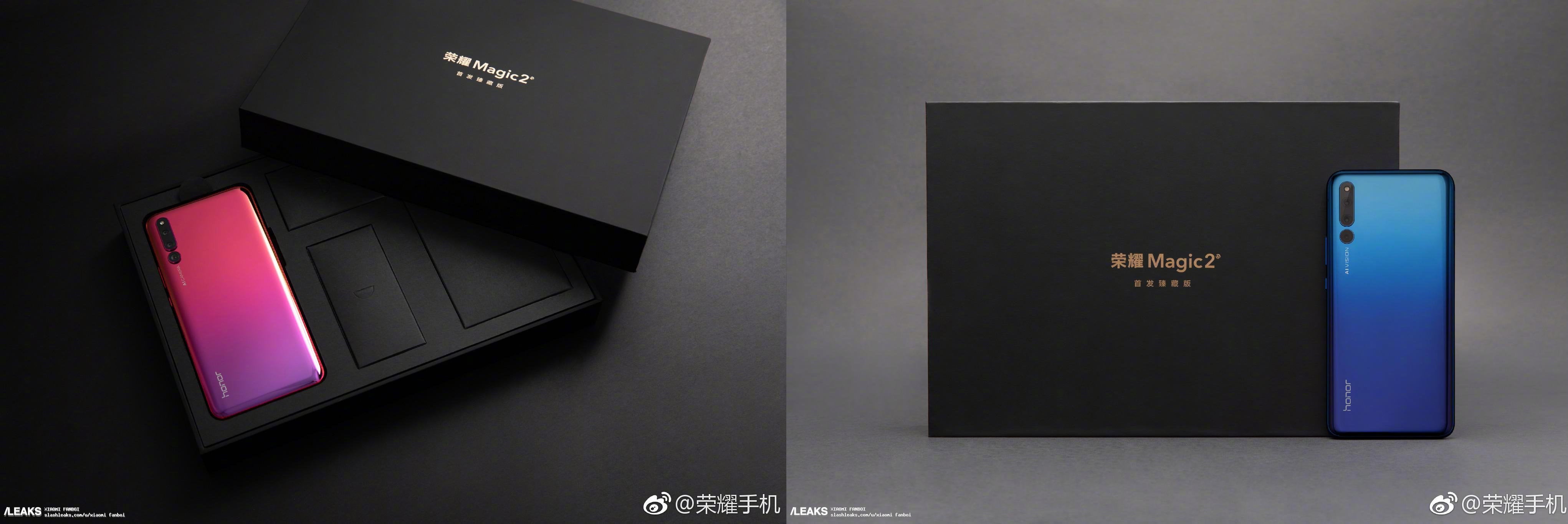 The Honor Magic 2 in red and blue - Honor Magic 2 hands-on video, specs, and colors surface online