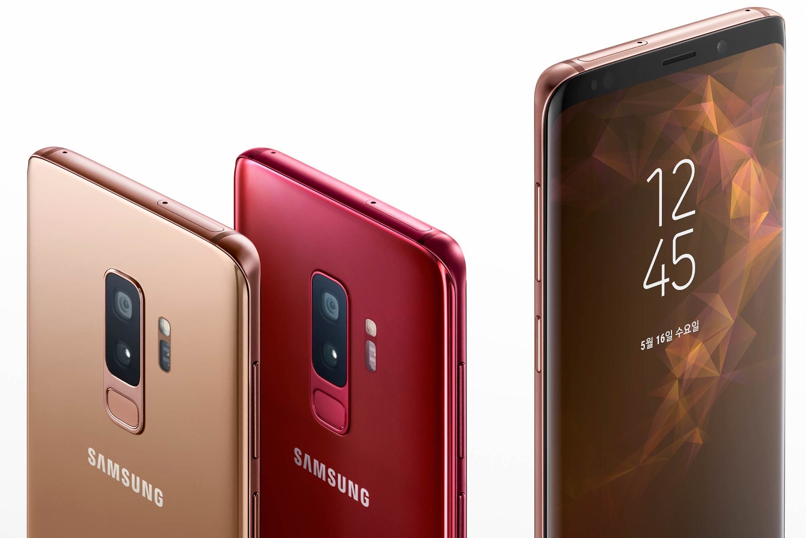 Two of the current Galaxy S9 color options - gold and red - Samsung Galaxy S10 might have six color variants, including green