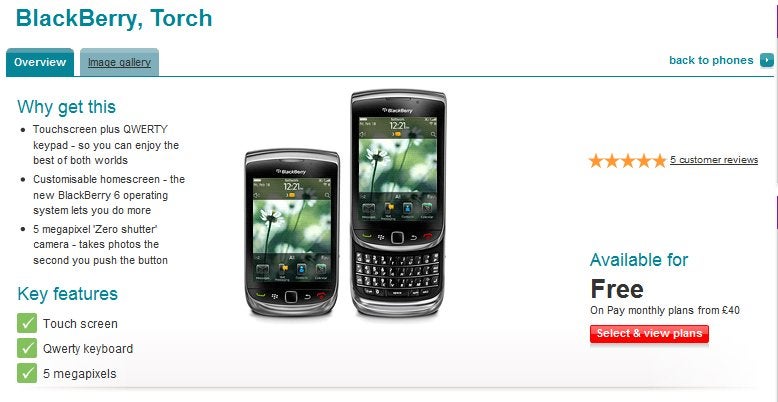 BlackBerry Torch 9800 slides into an official release with Vodafone UK